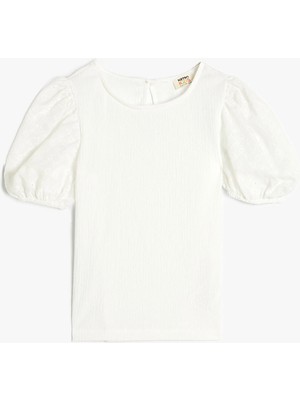 Koton Bluz Kısa Balon Kollu Yuvarlak Yaka