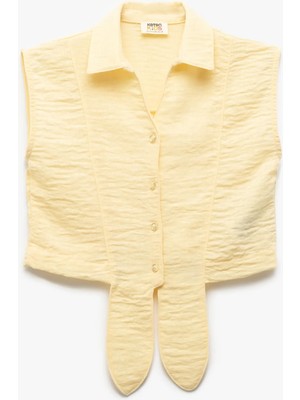 Koton Bağlama Detaylı Düğmeli Kolsuz Gömlek