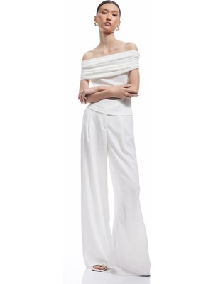 Koton Krep Kumaş Drape Detaylı Straplez Bluz