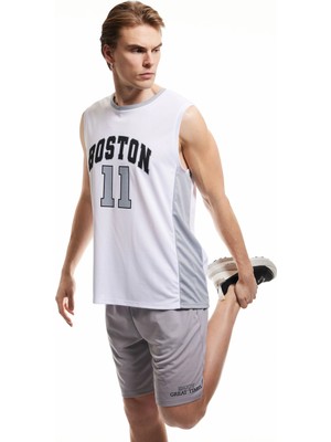 Koton Baskılı Bisiklet Yaka Kolsuz Spor Basketbol Tişörtü