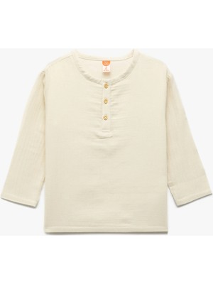 Koton Kısa Kollu Bisiklet Yaka Düğmeli Pamuklu Müslin Gömlek