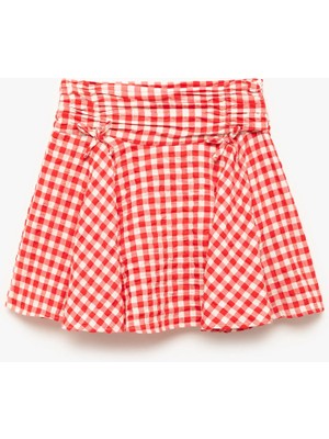 Koton Fiyonk Detaylı Volanlı Pötikare Etek