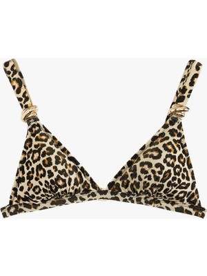 Koton Aksesuar Detaylı Leopar Desenli Bralet Bikini Üstü