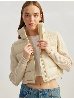 Koton Dik Yaka Slim Fit Fermuarlı Uzun Kollu Ceket