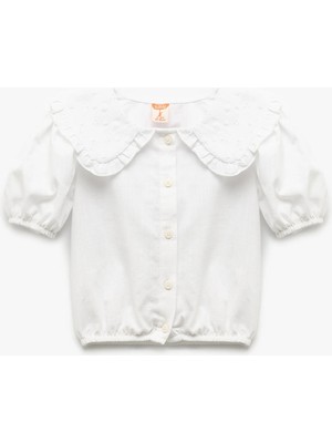 Koton Brodeli Kısa Kollu Pamuklu Bebe Yaka Gömlek