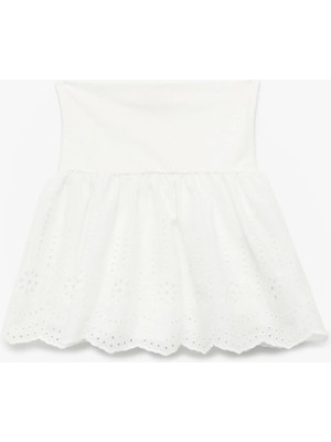 Koton Pamuklu A Kesim Şortlu Fistolu Brodeli Etek