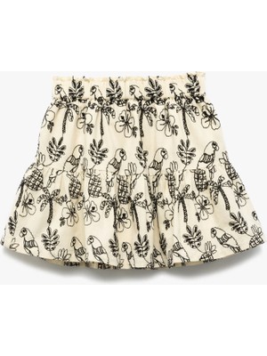 Koton Beli Lastikli Katlı Desenli Pamuklu Etek