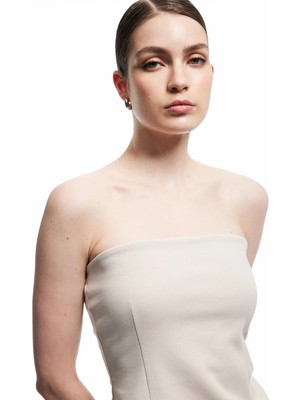 Koton Pamuklu Slim Fit Straplez Bluz