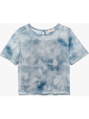 Koton Kısa Kollu Astarlı Bisiklet Yaka Tül Bluz