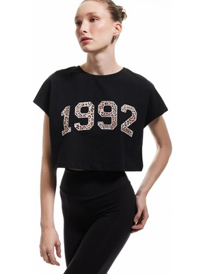 Koton Baskılı Kolsuz Bisiklet Yaka Pamuklu Crop  Spor Tişört