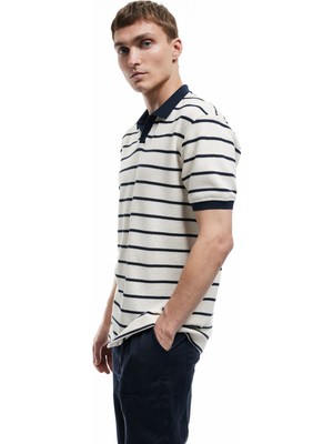 Koton Kısa Kollu Regular Fit Pamuklu Çizgili Polo Yaka Tişört