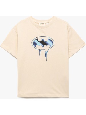 Koton Lisanslı Batman Baskılı Kısa Kollu Bisiklet Yaka Pamuklu Tişört