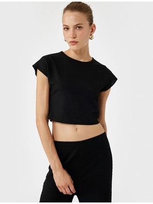 Koton Kısa Yarasa Kollu Bisiklet Yaka Tişört