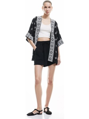 Koton Viskon Yarım Kollu Etnik Kimono