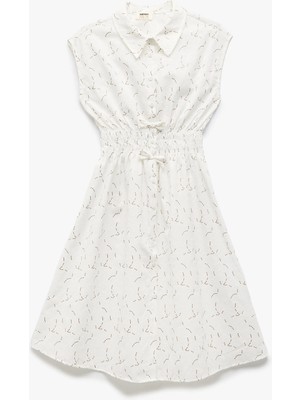 Koton Kolsuz Fiyonklu Gipe Detaylı A Kesim Gömlek Yaka Elbise