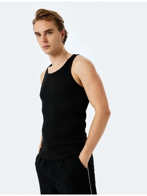 Koton Bisiklet Yaka Slim Fit Kolsuz Fitilli Basic Atlet