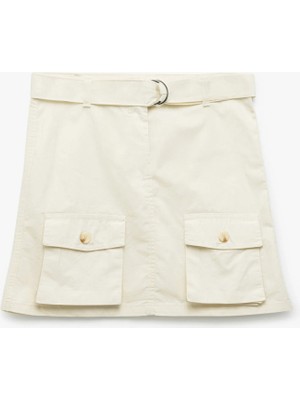 Koton Pamuklu Kargo Cep Detaylı Kemerli Gabardin Etek