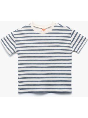 Koton Kısa Kollu Bisiklet Yaka Pamuklu Çizgili Tişört