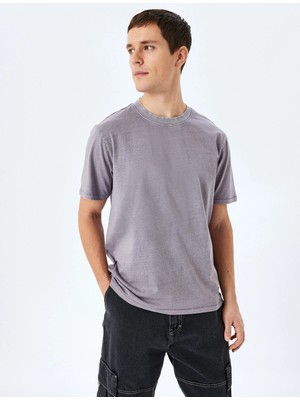 Koton Pamuklu Yıkamalı Regular Fit Kısa Kollu Bisiklet Yaka Tişört