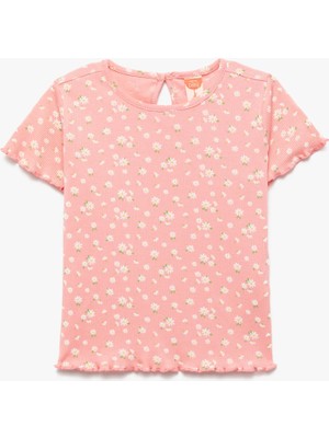 Koton Bisiklet Yaka Pamuklu Kaşkorse Kısa Kollu Çiçekli Tişört