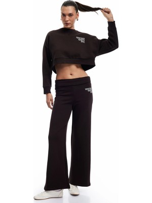 Koton Beli Lastikli Şardonlu Baskılı Geniş Paça Eşofman Altı