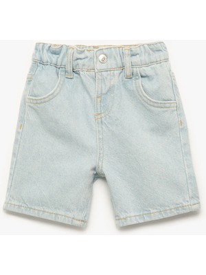 Koton Beli Lastikli Düğmeli Cepli Pamuklu Denim Şort