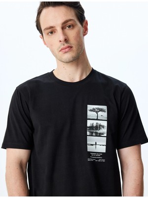 Koton Regular Fit Pamuklu Baskılı Kısa Kollu Bisiklet Yaka Tişört