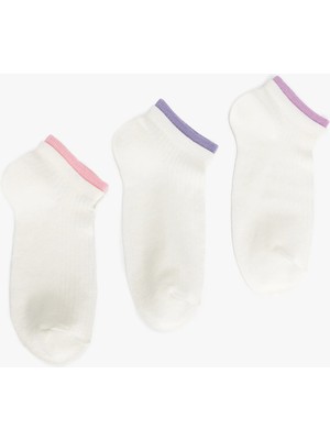 Koton 3'lü Şerit Detaylı Çok Renkli Patik Çorap Seti