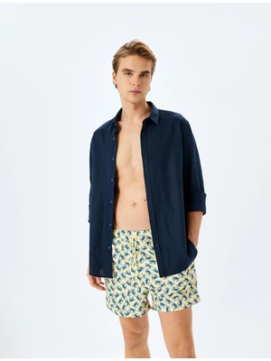 Koton Yengeç Baskılı Beli Bağcıklı Oversize Deniz Şortu