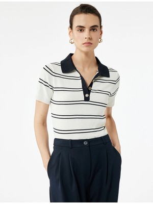 Koton Regular Fit Düğmeli Kısa Kollu Polo Yaka Triko Kazak