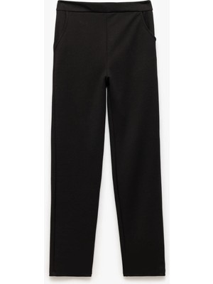 Koton Beli Lastikli Cepli Düz Normal Paça Pantolon