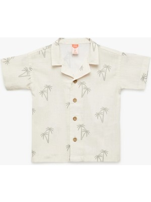Koton Palmiye Baskılı Kısa Kollu Pamuklu Gömlek