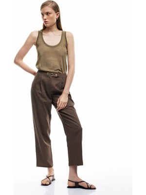 Koton Cepli Pile Detaylı Düğmeli Keten Pantolon