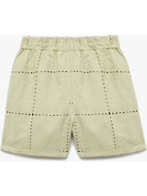 Koton Pamuklu Paperbag Brodeli Yüksek Bel Şort