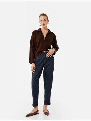 Koton Yüksek Bel Rahat Kalıp Kemerli Pantolon