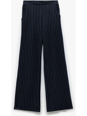 Koton Viskon Geniş Paça Çizgili Pantolon