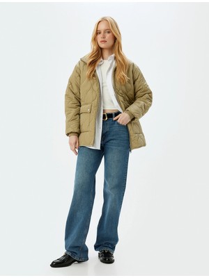 Koton Fermuarlı Cepli Dik Yaka Kapitone Şişme Mont