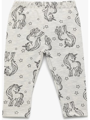 Koton Beli Lastikli Unicorn Baskılı Pamuklu Tayt
