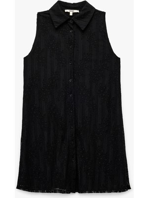 Koton Astarlı Kolsuz Dantel Detaylı Diz Üstü Gömlek Elbise