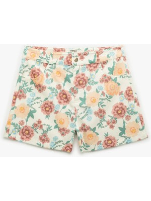 Koton Normal Bel Cepli Çiçekli Mini Şort