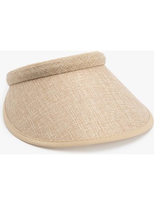 Koton Geniş Kenarlı Hasır Vizör Şapka Kadın İçin Doğal Renkli Şık Tasarım