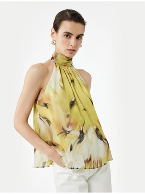 Koton Desenli Halter Yaka Şifon Bluz