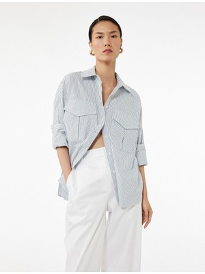 Koton Regular Fit Pamuklu Uzun Kollu Klasik Yaka Kapaklı Çift Cep Detaylı Gömlek