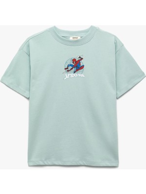 Koton Lisanslı Örümcek Adam Baskılı Kısa Kollu Pamuklu Tişört