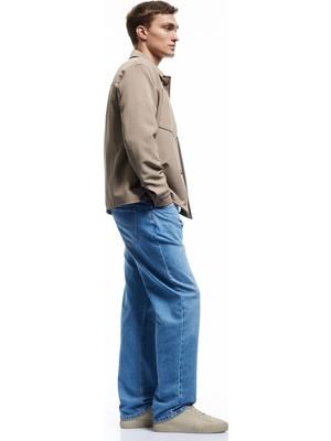 Pamuklu Normal Bel Cep Detaylı Vintage Straight Fit Jean Pantolon