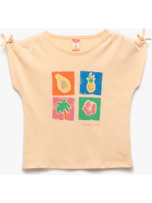 Koton Kısa Kollu Bisiklet Yaka Baskılı Pamuklu Tişört