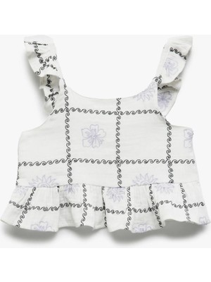 Koton Pamuklu Fırfır Detaylı Askılı Crop Bluz