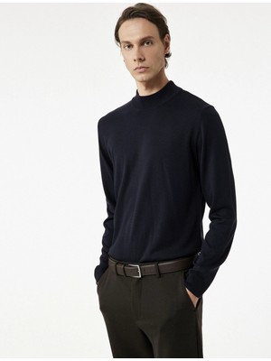 Uzun Kollu Regular Fit Dik Yaka Basic Triko Kazak