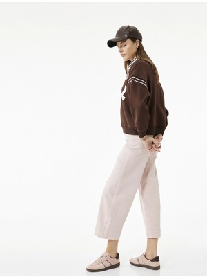 Yüksek Bel Cep Detaylı Düğmeli Kısa Geniş Paça Pantolon - Culotte Jeans