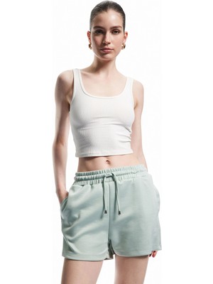 Koton Scuba Kumaş Beli Lastikli Bağlamalı Cep Detaylı Mini Şort